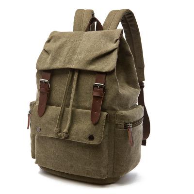 China Waterproof High Quality Vintage Canvas Backpack for Men Women Outdoor Travel Rucksack for Laptop Hiking School Bookbag for sale