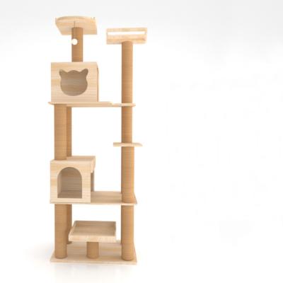 China Viable Hot Selling Solid Wood Cat Climbing Small Original High Quality Cat Scratcher Frame Cat Treehouse for sale