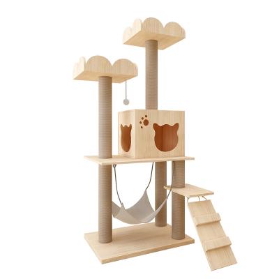 China Original Hot Selling Luxury Solid Wooden Toys Cat Climb Frame Cat Tree Tower Small Viable for sale