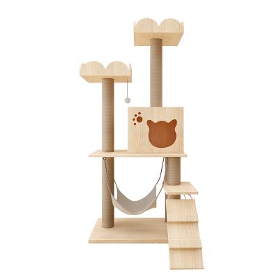 China Original Hot Selling Large Cat Tree Sustainable Cat Tree Luxury Cat Treehouse Small Solid Wooden Frame for sale