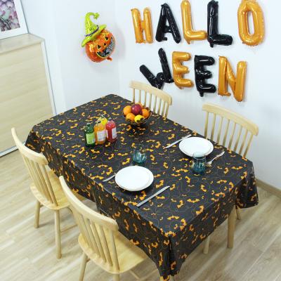 China Halloween Rectangle Tablecloth Waterproof Washable Haunted Black Cats Pattern Table Cover For Halloween Dining Table for sale