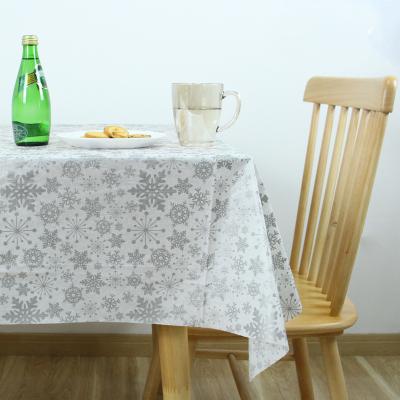 China Waterproof Tablecloth for Vinyl Plastic Flannel Backed with Elastic Rim for Christmas Parties Waterproof Tablecloth for Folding Table for sale