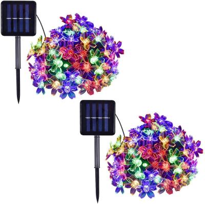 China Solar Flower String Lights Warm White 50 LED Flower 8 Modes Multicolor For Christmas Outdoor Solar Flower String Lights for sale