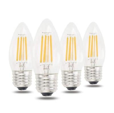 China Lighting Decorative Energy Saver 4 Packs C35 4W 400lm Dimmable Led Filament Light Bulb Candle for sale