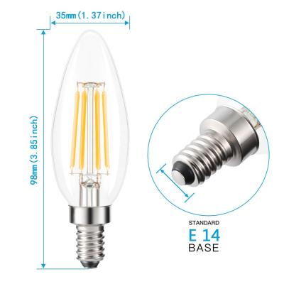 China Decorative Lighting Wholesale Energy Saver 4 Packs Led Candle C35 4W 400lm Filament Bulb Dimmable 2700k Candle Led Bulbs zu verkaufen