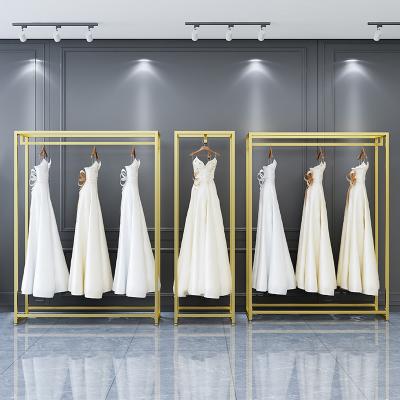 China Clothing store clothes wedding dresses store suit rack 2 tier metal clothing rack boutique hanging commercial retail store decoration for sale