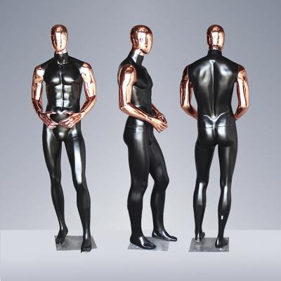 China Body Rose Gold Fiberglass Mannequin Male Model Display FRQ Chrome Mannequins Muscle Man Full Stand Shop Rack Mannequins For Costumes for sale