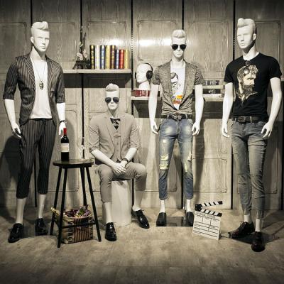 China Male White Fiberglass Clothing Store Sitting Men Display Stand Fashion Full Body Model Male Mannequin for sale