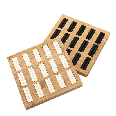 China Ring Tray Display Props Wooden Frame Velvet Rack Anti-corrosion Bamboo Countertops Jewelry Ring Jewelry Store Display Jewelry for sale