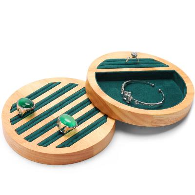 China Green New Jewelry Shop Display Disc Jewelry Ring Frame Display Props Anti-corrosion Bamboo Wood Jewelry Ring Tray for sale