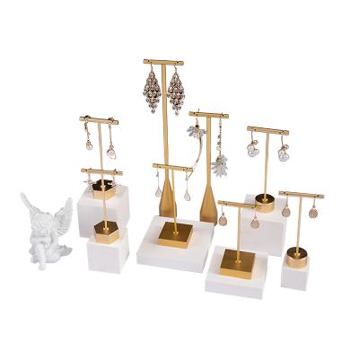 China Jewelry Store Hanging T-bar Earrings Display Rack Jewelry Stand Holder Metal Gold Earring Display Rack For Jewelry Store for sale