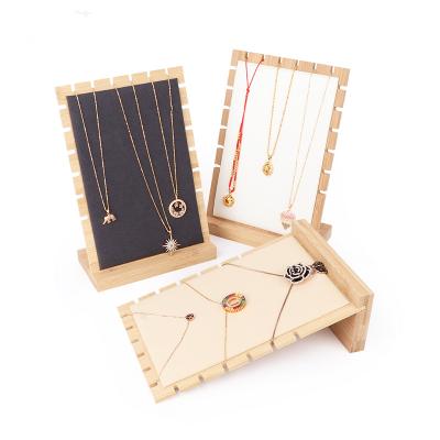 China Cheap Promotional Jewelry Store Jewelry Racks Show Rectangle Design Wooden Necklace Display Stand for sale