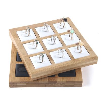 China Jewelry Store Japan South Korea Simple Style Ring Jewelry Display Tray Stud Earring Storage Dish Solid Wood Jewelry Display Tray for sale