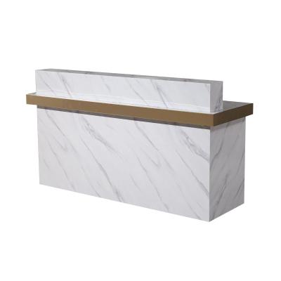 China Front Desk Receipt Counter Boutique Store Cashier Clothing Store Small Checkout Counter White Nail Table Modern High Quality Wooden for sale