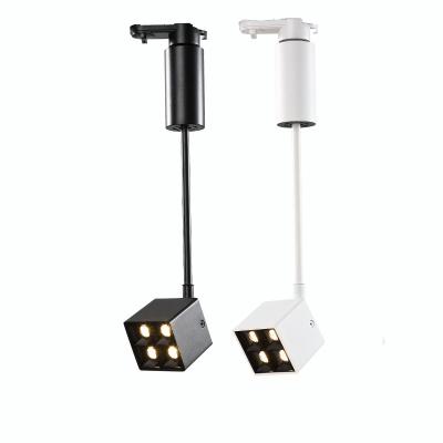 China 360 Degree Adjustable Led Track Square Grid Pole Creative Spotlight 8W Four Long 360 Degree Adjustable Led Track Light for sale