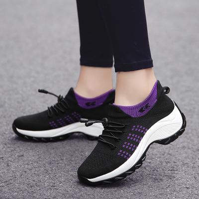 China Fashion Sneakers Comfortable Women's Trainers Sepatu Knitting New Designer Rubber Chaussure De Sport Femme 2021 for sale