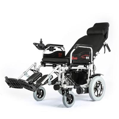 China Power Steel Classic Collapsible Medical Rehabilitation Folding Long Range Electric Wheelchair for sale