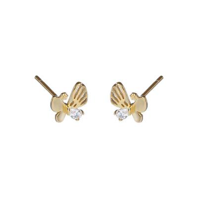 China Sterling Silver Environmentally Friendly 925 Elegant Jewelry Butterfly Gold Earings Women New Retro Tasty Elegant Stud Zircon for sale