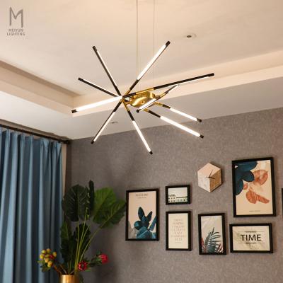 China Modern Simple Design Modern Hanging Lighting Living Room Black Gold Art Deco LED Chandeliers Pendant Light for sale