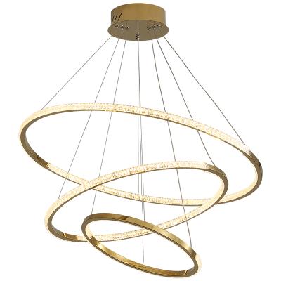 China Modern Minimalist Design Indoor Hanging Round Ceiling Led Circle Gold Acrylic Pendant Light for sale