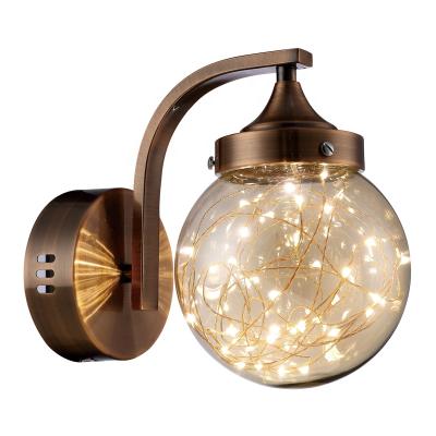 China Home Decorative Led Glass Wall Lamp Stairs Vintage Attic Sconce Home Glass Wall Lamp Night Reading Lights Glass Ball Gold LED Lighting for sale