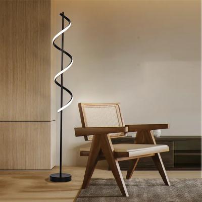 China New Swirl Design Contemporary Single Bedroom Living Room Corner Aluminum Modern Led Standing Floor Lamp for sale