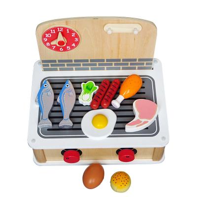 China Multi-function Role Play Interactive Cooking And Wooden Kitchen Toy Pretend Play Kitchen Kids Toy wooden cooktop set for sale