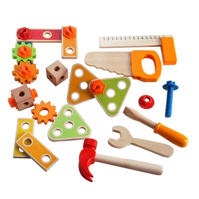 China Wooden Tool Table Simulation Kids Role Play Carpenter Tool Kit Games Kids Play Wooden Tool Toys For Children for sale