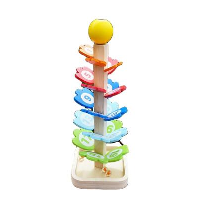 China Educational Toy Wooden Tree Marble Ball Race Track Rock Rainbow Petal Ball Track Montessori Toy Game Indoor Home Decor for sale