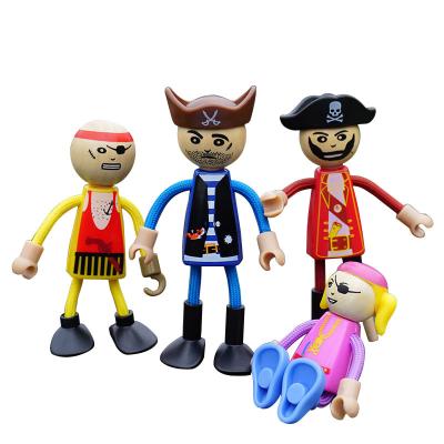 China TOY Wholesale MODEL Boys Pretend To Play Wooden Pirate Figure Pretend Play Game Action Number Accessories For Dollhouse for sale