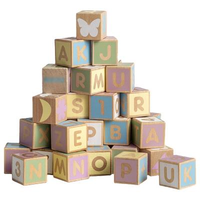 China Non-Toxic Eco-Friendly Montessori Educational Toys For Kids Toddlers Wooden ABC Building Blocks For Toddlers Alphabet Letters Block Set for sale