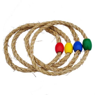 China Outdoor Natural Hemp Ring Toss Outdoor Game Accessories For Ring Toss Game Educational Wooden Outdoor Toy for sale