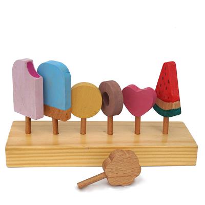 China Unfinished Europe Wooden DIY Toy For Arts And Crafts Painted Natural Wooden Ice Cream Handmade Toy For Children for sale