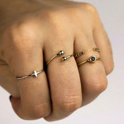 China Simple Lead Free Nickel Free 18k Gold Beads Cross Rings Stainless Steel Trendy Simple Gold Plated Jewelry for sale