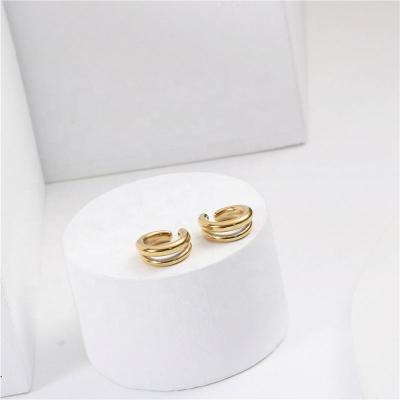 China Lead Free Jewelry Nickel Free PVD 18K Gold Plated Simple Cuff Earrings for sale