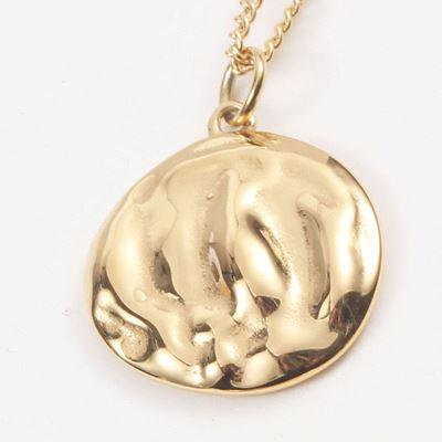 China Lead Free Nickel Free Jewelry 18K Gold Plated Gold Foil Grain Necklace Stainless Steel Pendant Jewelry Wholesale for sale