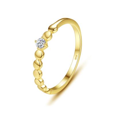 China CLASSIC 925 Sterling Silver Fashion 14K Gold Plated Diamond Round Classic Wedding Ring Tasty For Lady for sale