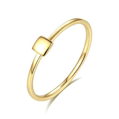 China AU585 Real 14K Yellow Gold Delicate Ring For Women Fine Jewelry Square Ring for sale