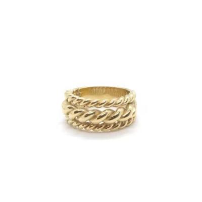 China Wholesale 18K TRENDY Gold Plated Rope Band Stainless Steel Rings For Women Statement Rings for sale