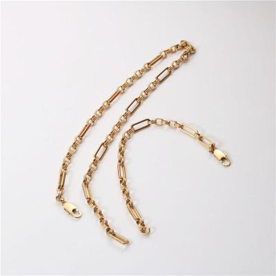 China FASHIONABLE New Designs Stainless Steel Round Flat Rectangle 18k Gold Plated Paper Clip Link Chain Necklaces for sale