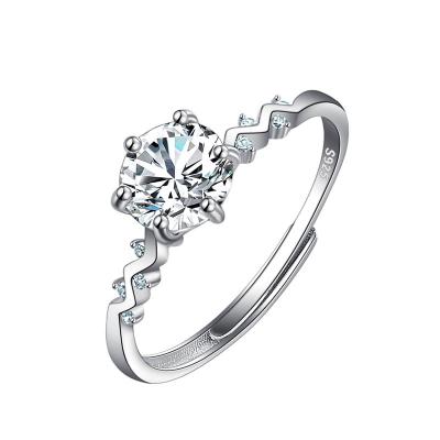 China Moissanite Wedding Rings 6 0.5ct/1ct Moissan Diamond Point Diamond Unisex Sterling Silver Lead Inlaid Adjustable Ring Lead Free Nickel Free for sale