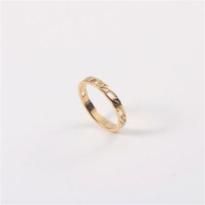 China 18K Gold Plated Lead Free Nickel Free Stainless Steel Figaro Link Rings For Women for sale