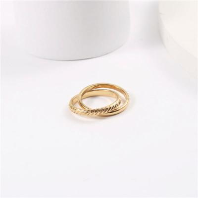 China Lead Free Nickel Free 18K PVD Gold Plated Stainless Steel Cross Rings For Women Fashion Jewelry Wholesale for sale