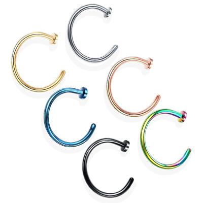 China New Small 316l Nose Lip Ring Body 6 Colors 6mm 8mm Body 6 Stud Piercing Jewelry 10mm Piercing Open Circle CLASSIC Thin Surgical Steel C for sale