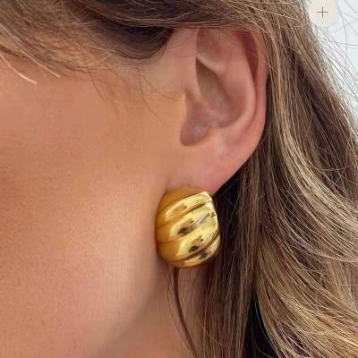 China 2021 Lead Free Nickel Free PVD Lead Free Gold Plated Chunky Earring Big Earring Stainless Steel Jewelry for sale