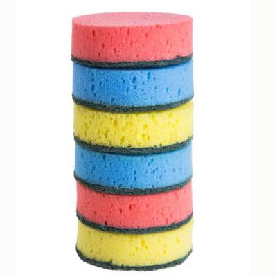 China Sustainable Customized Round Colorful Kitchenware Pot Sponge Cleaning Scourer for sale