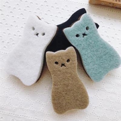 China Sustainable Multilayer Compound 4 Pcs / Pack Of Kitchen Necessities Super Cute Non-abrasive Nylon Sponge Kitchen Daily Necessities for sale