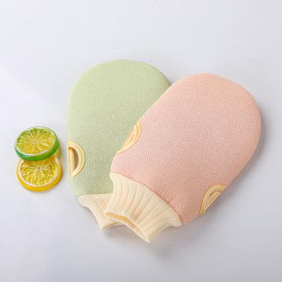 China EXFOLIATING hot selling pure color bath gloves / small grain scrub glove / thick bath gloves used for exfoliating for sale