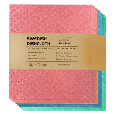 China 100% Sustainably Degradable Dish Cloth Cellulose Printed Swedish Sponge Cleaning Cloth for sale