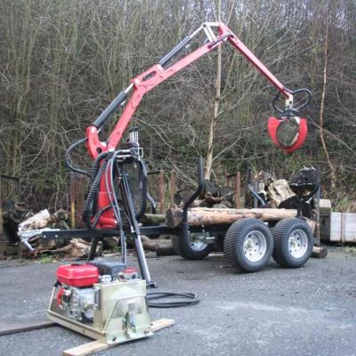 China Timber Trailer with Crane ATV 1.5 Ton Timber Trailer with Crane Hydraulic Log Loader with Grapple Firewood Trailer TTC03T for sale